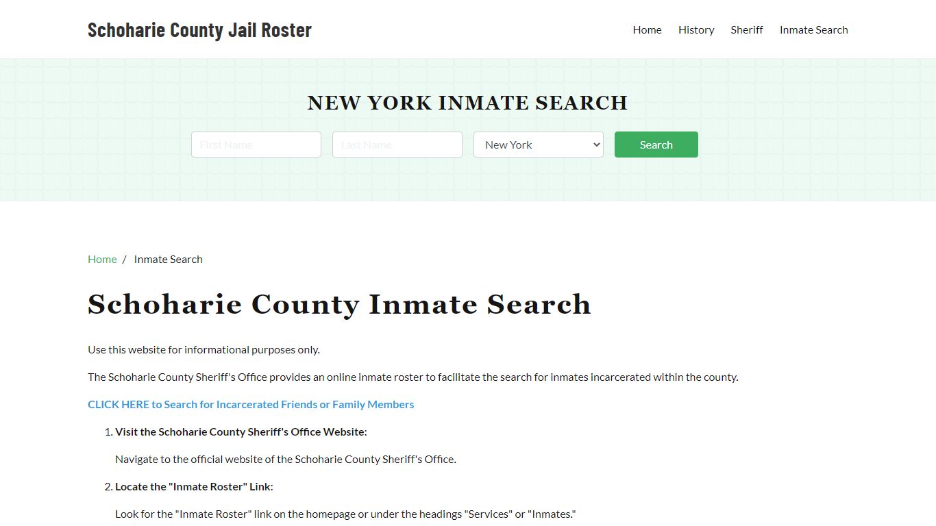 Schoharie County, NY Detainee Lookup