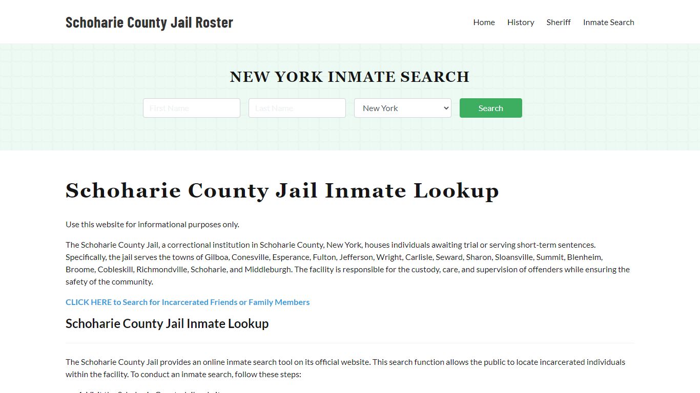 Schoharie County Jail Roster Lookup, NY, Inmate Search